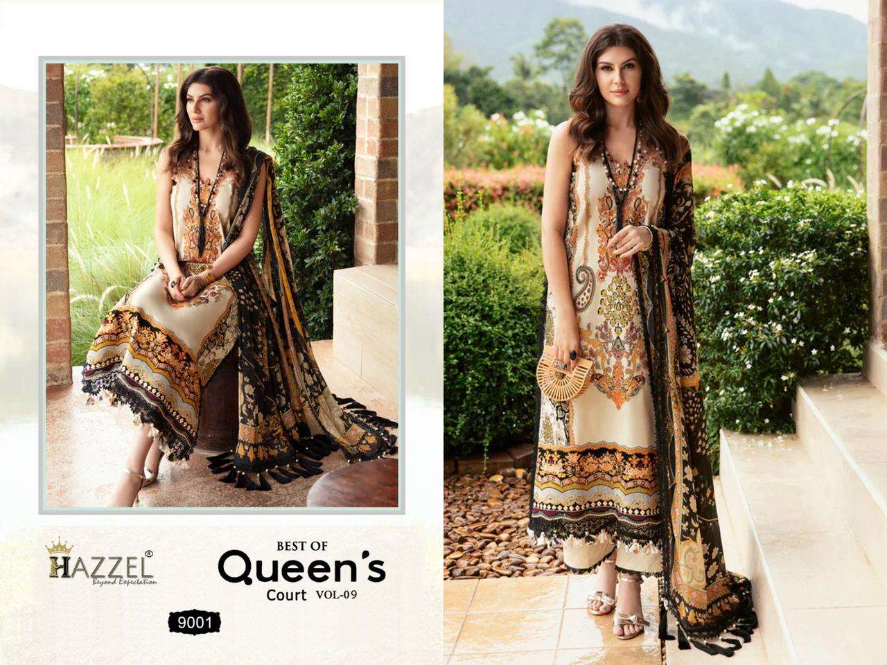 Hazzel Queens Court Vol 9 Chiffon Dupatta Salwar Suits Wholesale catalog