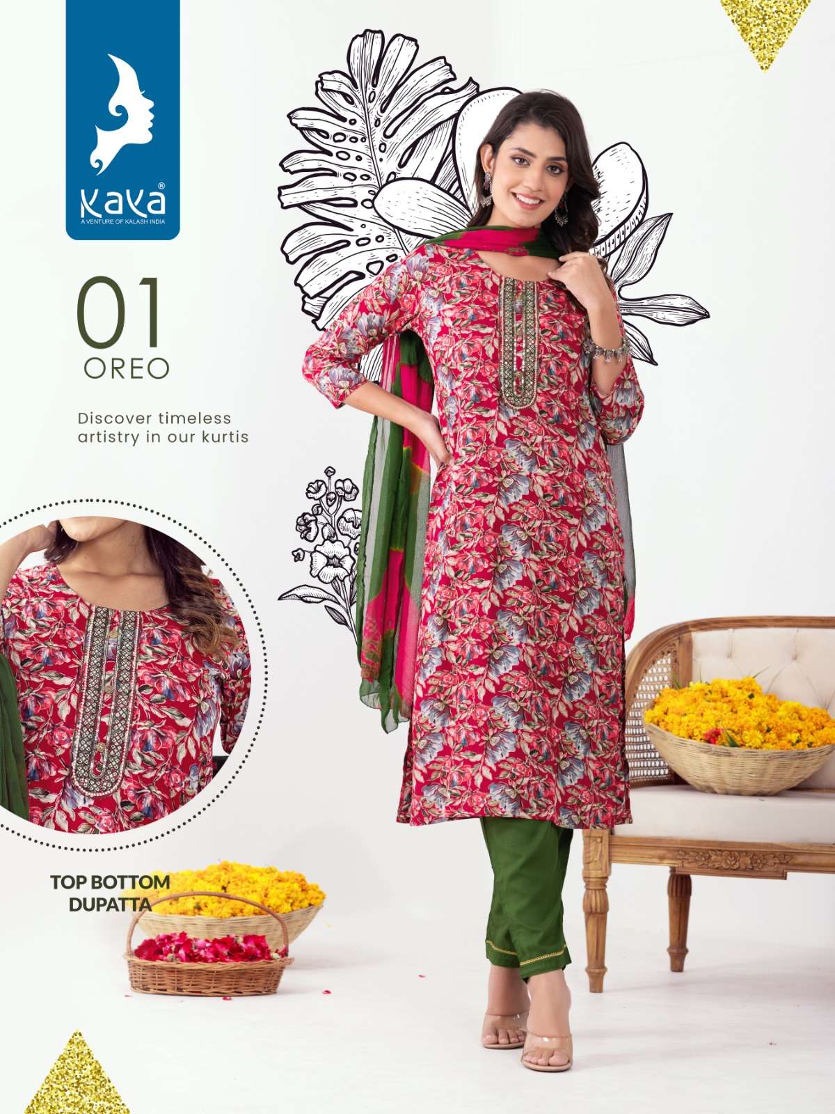 KAYA OREO RAYON FOIL PRINT KURTI Wholesale catalog