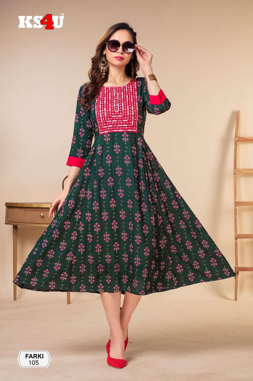 Ks4u Farki Liva Rayon Anarkali Kurti Wholesale catalog