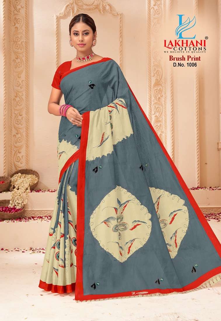 Lakhani Brush Print -Cotton Saree -Wholesale Catalog