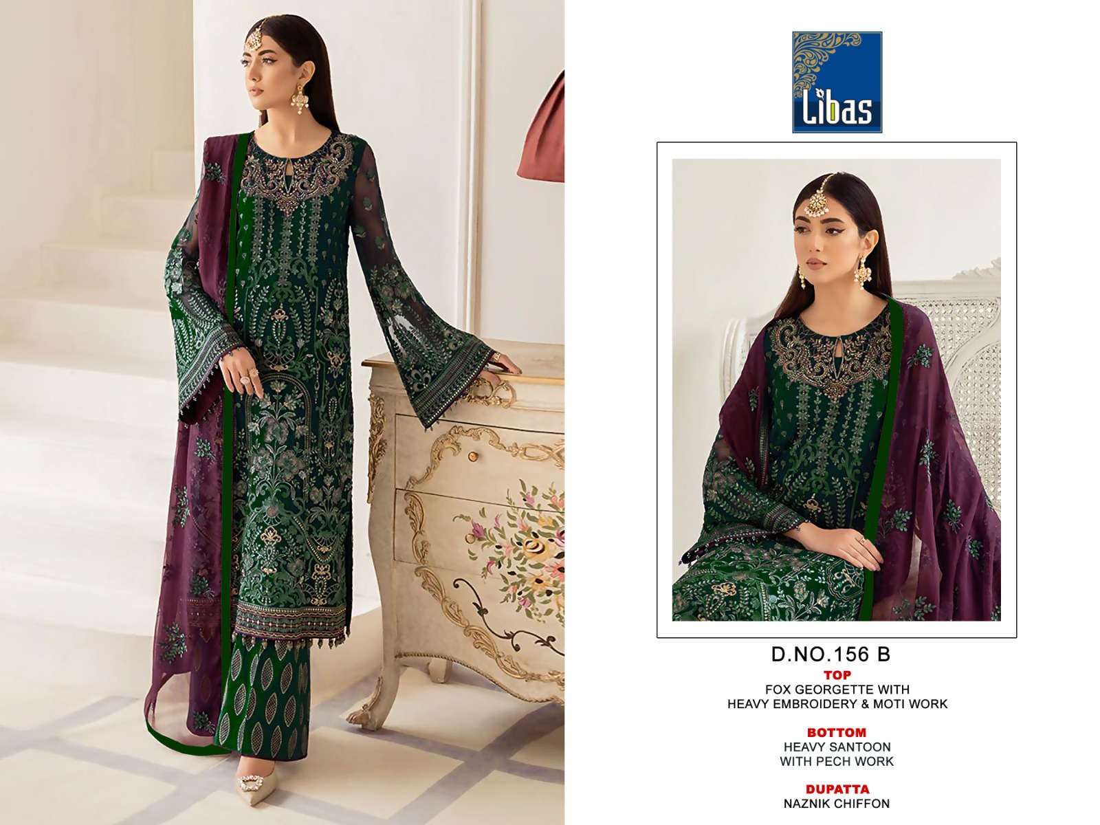 Libas 156 Faux Georgette Embroidered Pakistani Suits Wholesale catalog