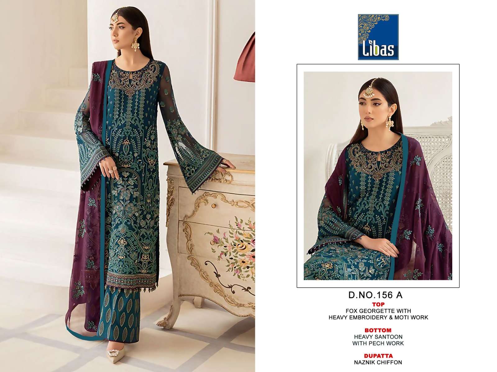 Libas 156 Faux Georgette Embroidered Pakistani Suits Wholesale catalog