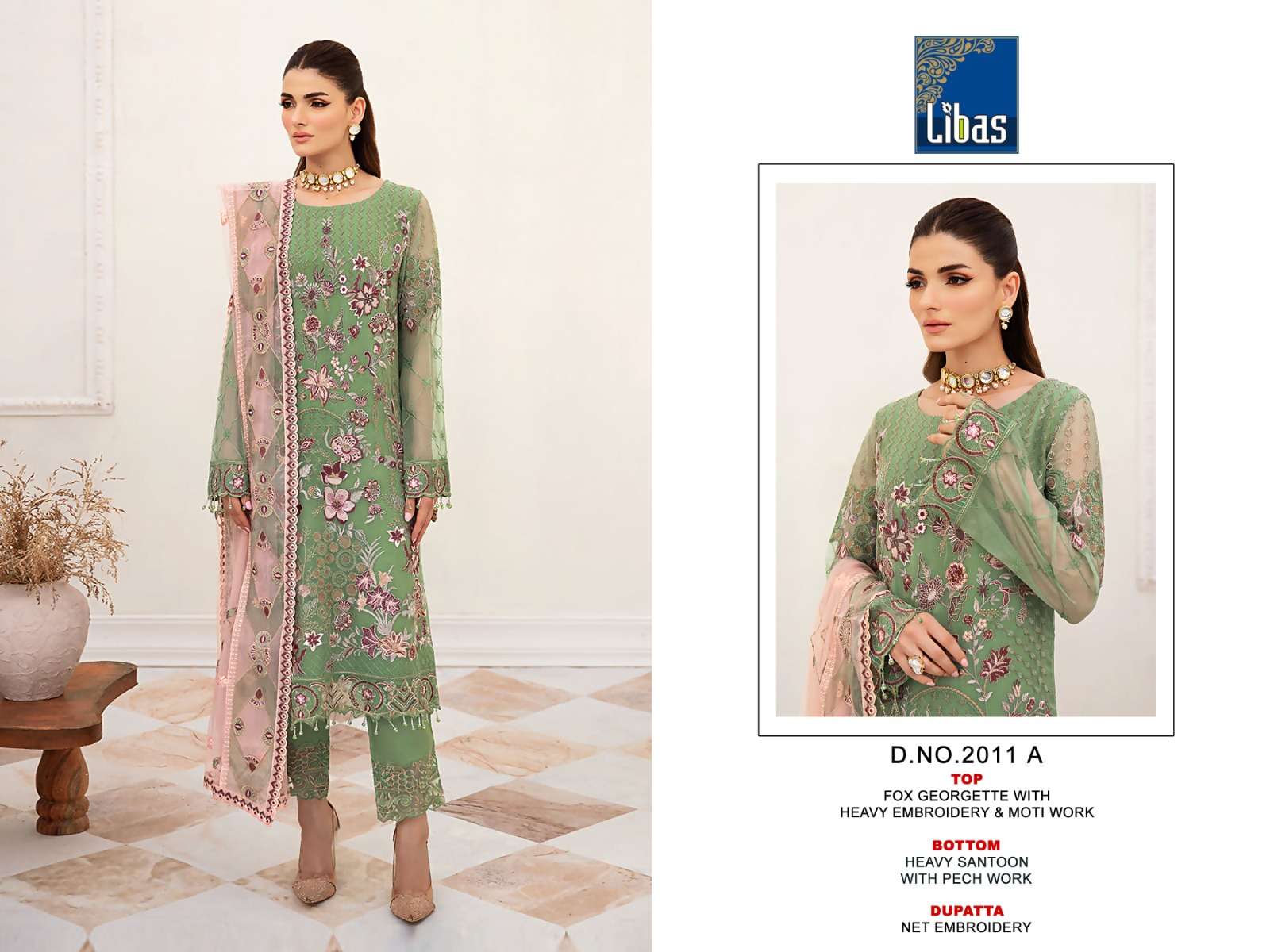 Libas 2011 Faux Georgette Pakistani Salwar Suits Wholesale catalog