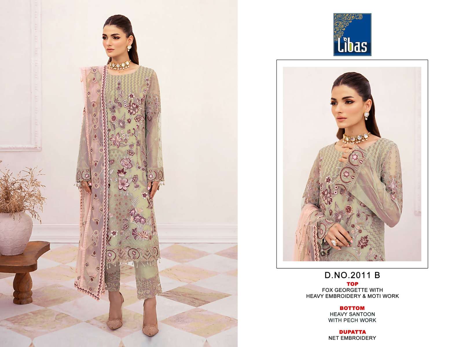 Libas 2011 Faux Georgette Pakistani Salwar Suits Wholesale catalog