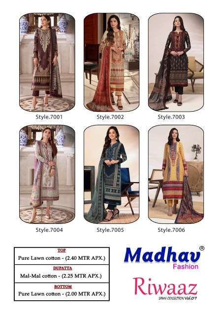Madhav Riwaaz Vol 7 Karachi Dress Material Wholesale catalog
