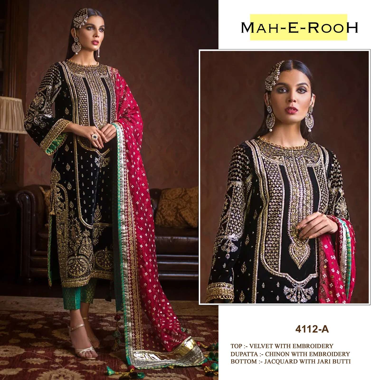 Mah E Rooh 4112 Velvet Pakistani Suit Wholesale catalog