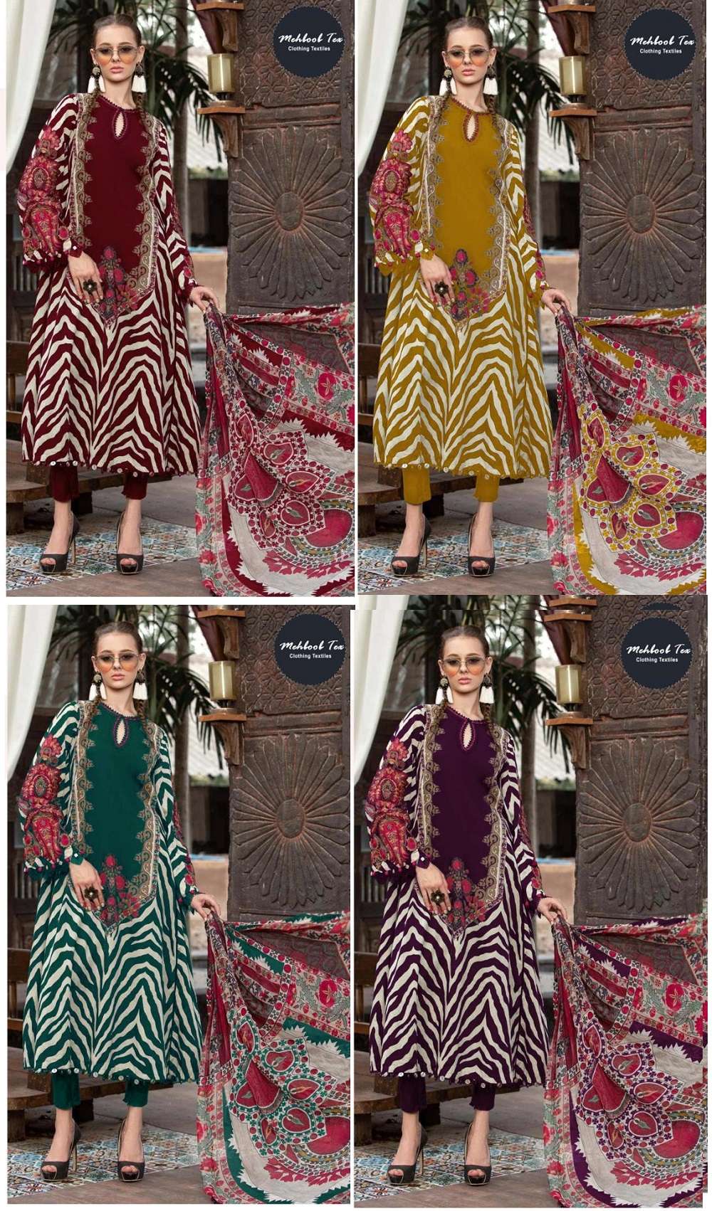Mehbbob Tex 1163 Chiffon Dupatta Pakistani salwar Suits Wholesale catalog