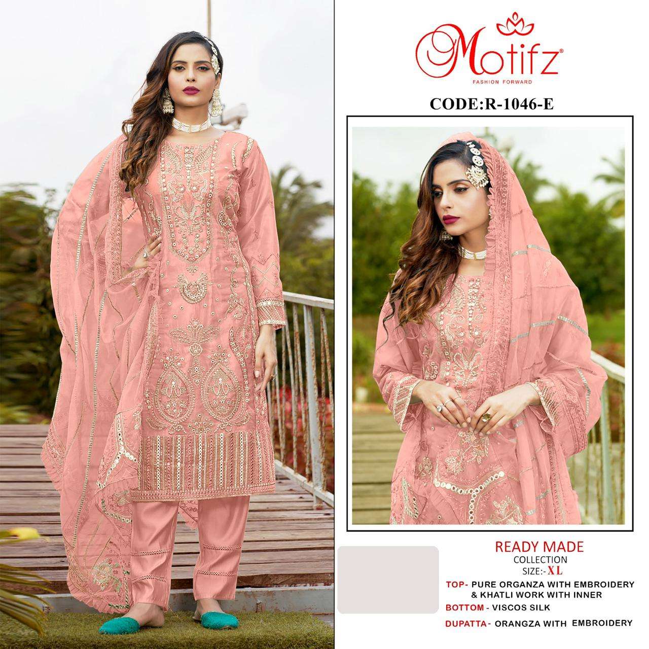 Motifz 1046 Pure orgnaza with embroidery & khalti work with inner Salwar Kameez Wholesale catalog