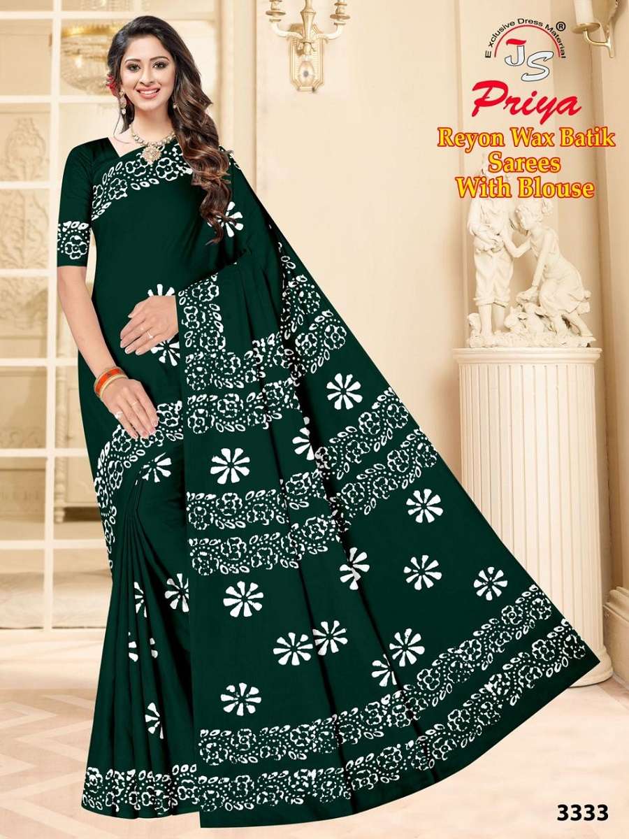 Priya Reyon Wax Batik – Rayon Saree -Wholesale Catalog