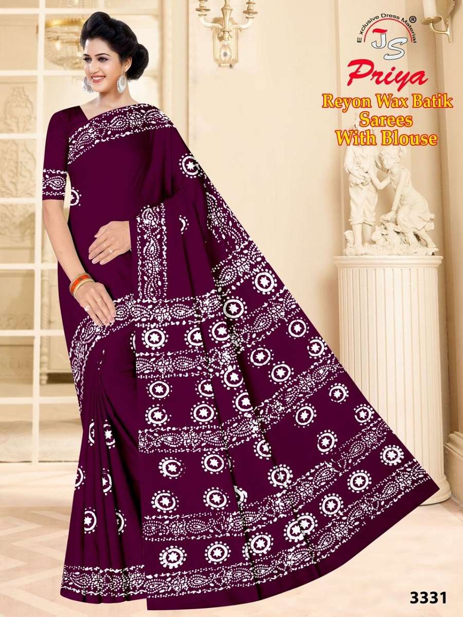 Priya Reyon Wax Batik – Rayon Saree -Wholesale Catalog