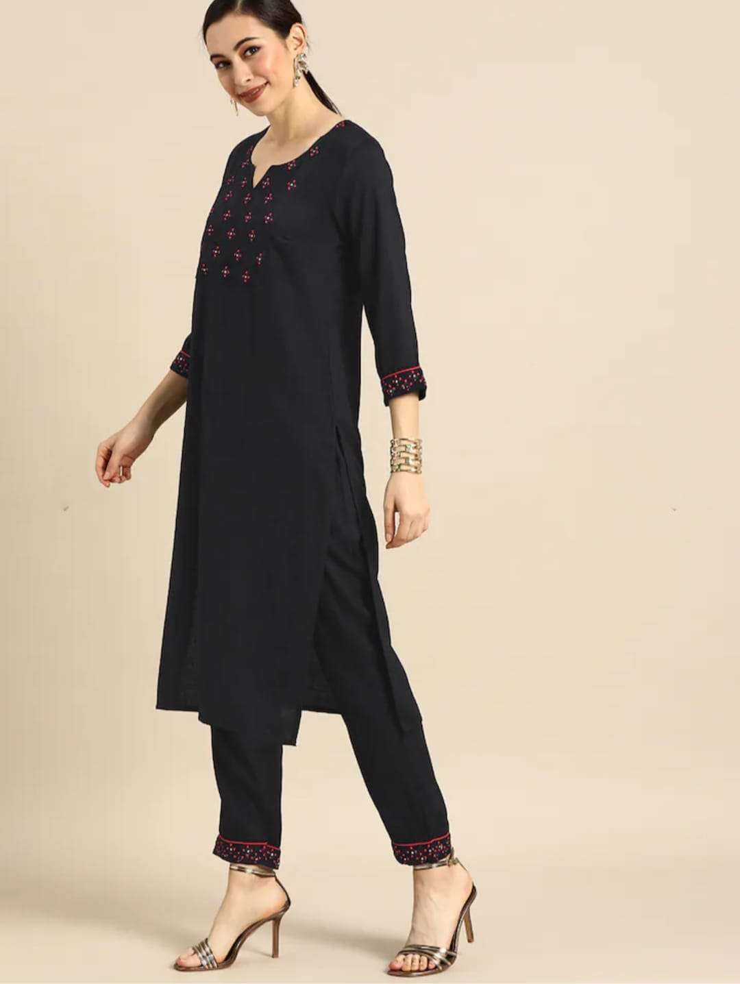 Radhe Black Rayon Slub Kurti With Bottom Dupatta Wholesale catalog