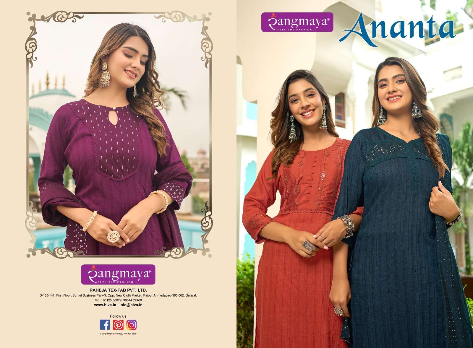 Rangmaya ANANTA Kurti with Pant with duppata Wholesale catalog