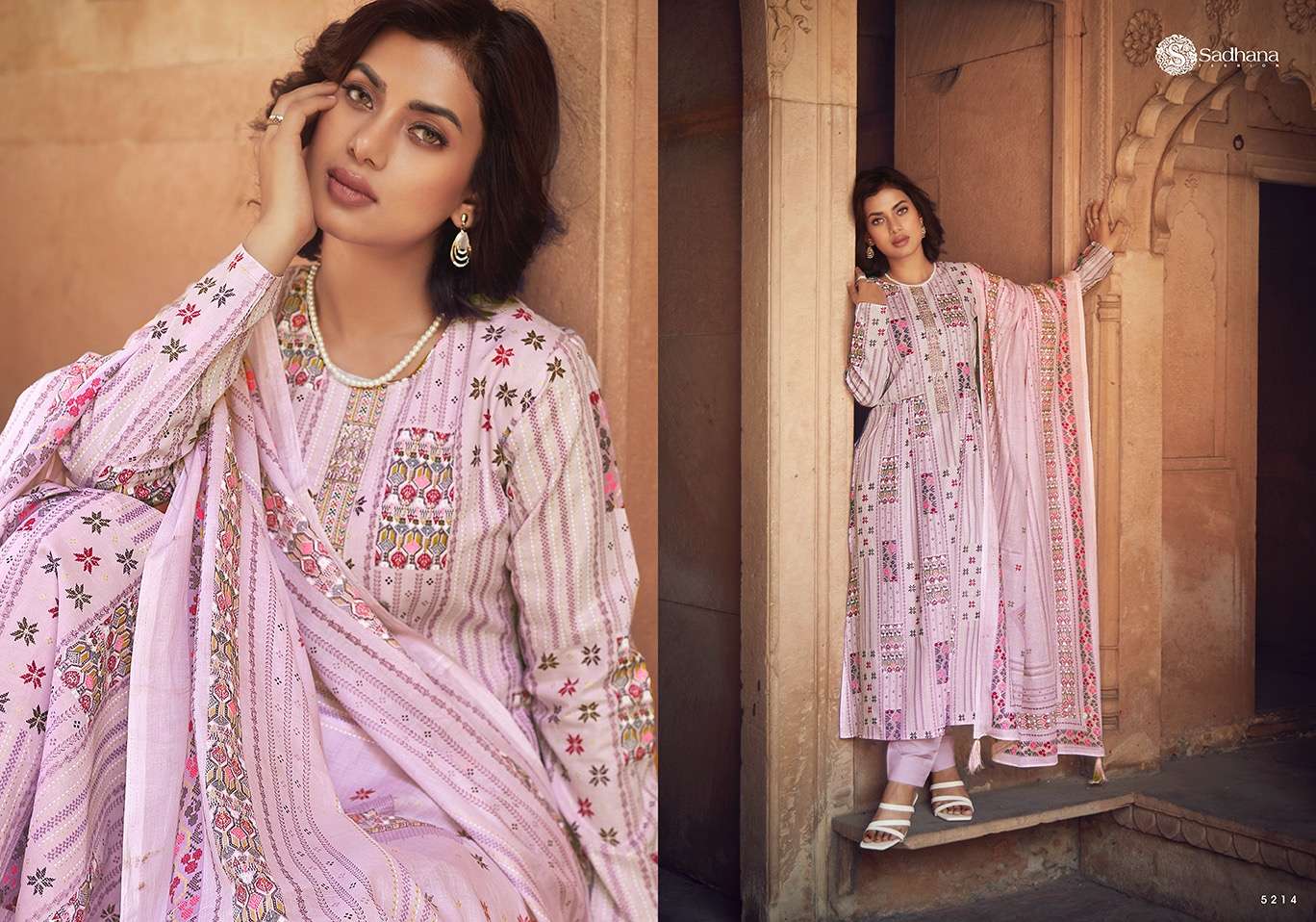 Sadhana Warli Art Lawn Cotton Dress Material Wholesale catalog