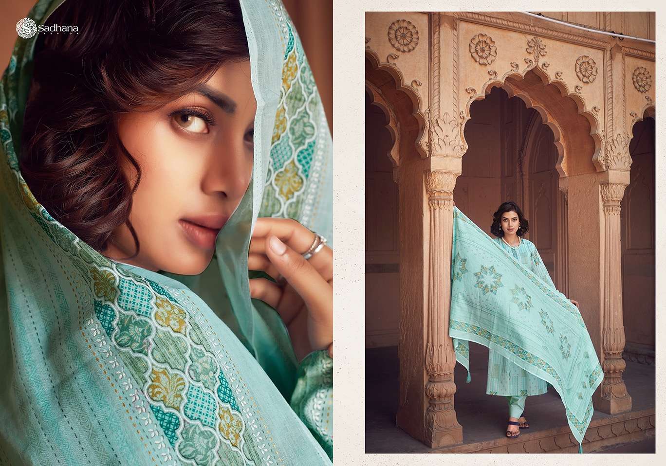 Sadhana Warli Art Lawn Cotton Dress Material Wholesale catalog