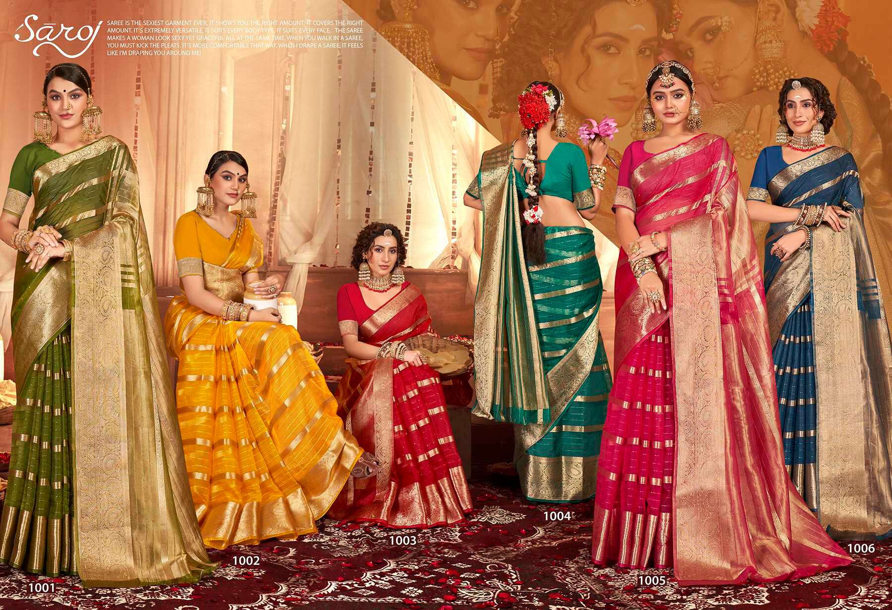 Saroj Nimarrana Vol - 5 Organza silk saree Saree Wholesale catalog