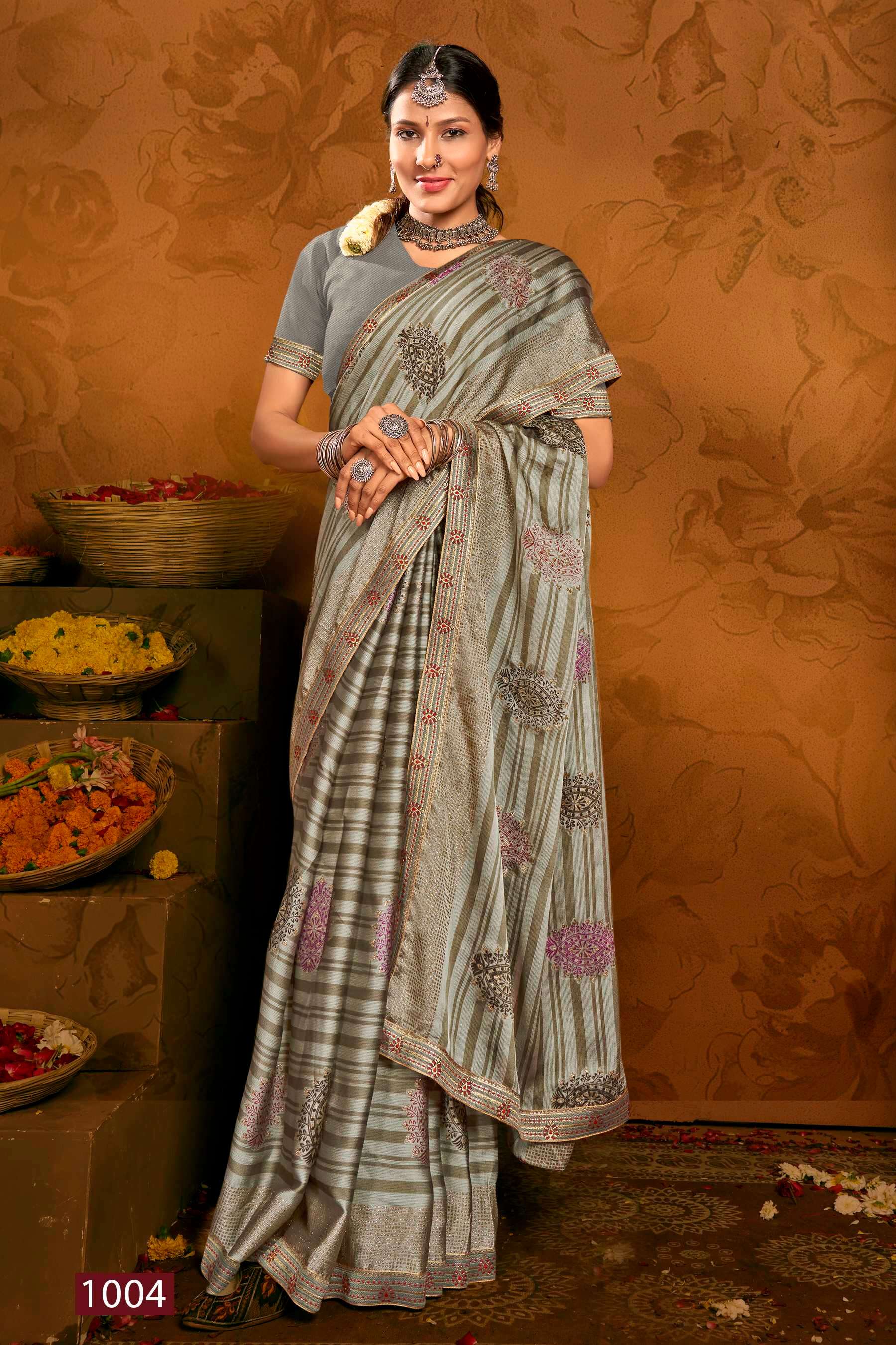 Saroj  Pepsi Vol - 3 Moss chiffon Saree Wholesale catalog    
