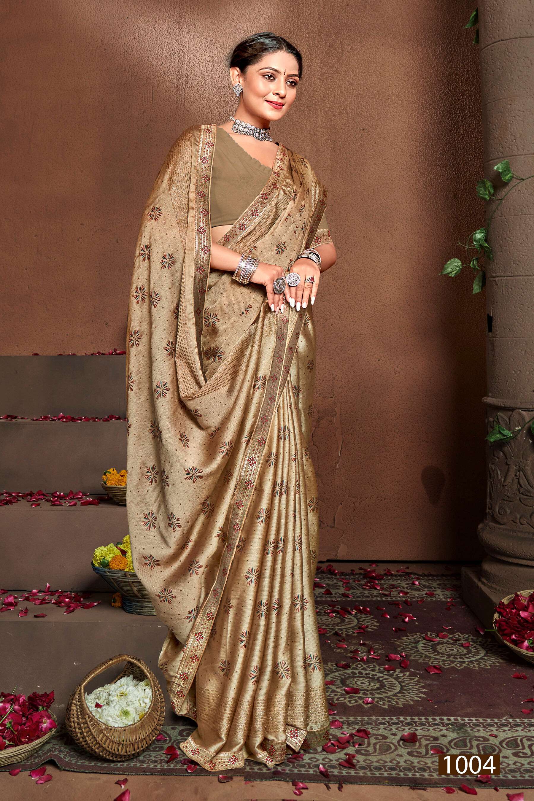 Saroj Pepsi Vol - 4 Moss chiiffon saree wholesale catalog