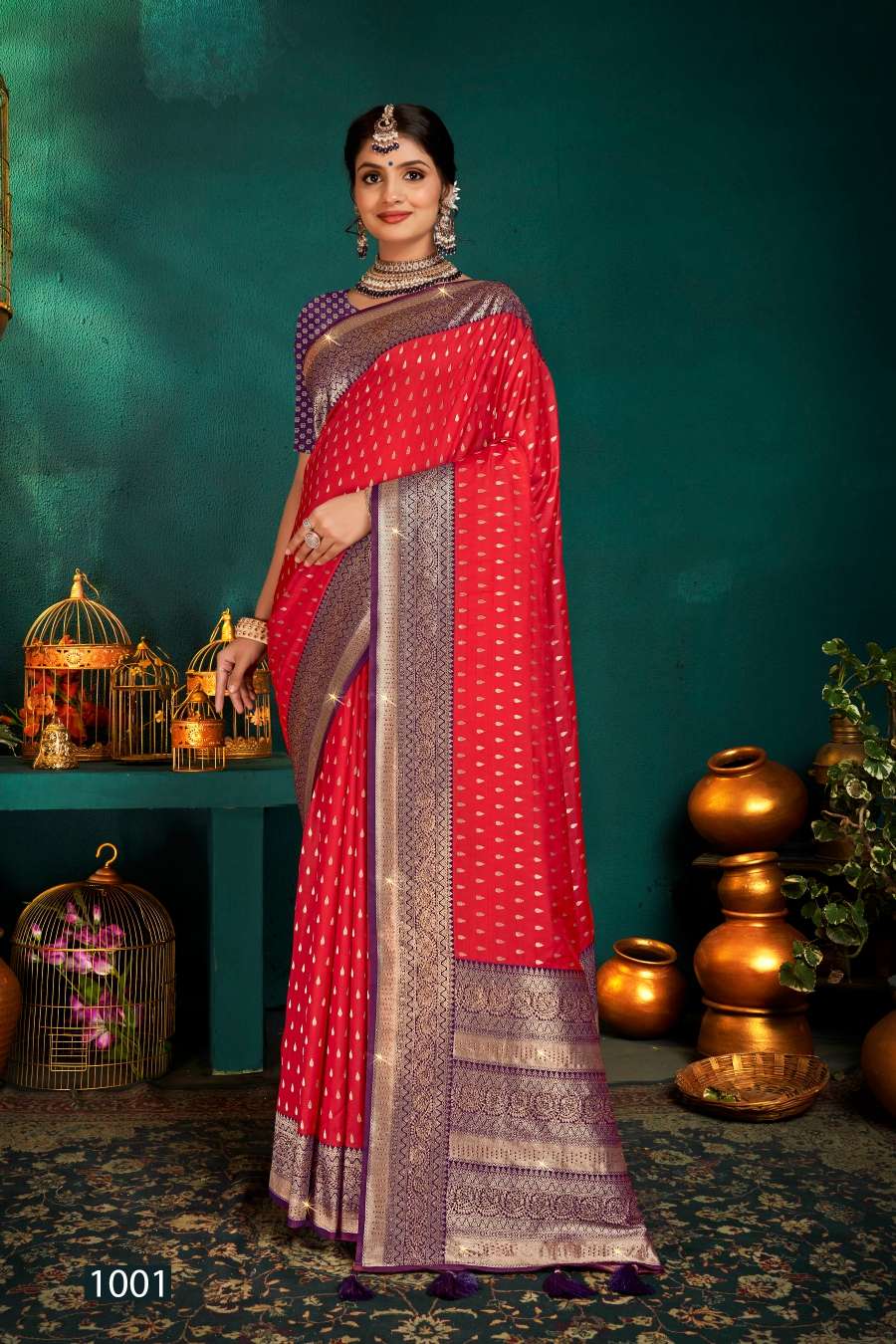 Saroj  RangatVol - 2 Heavy 50*600 with Heavy swaroski work and tassels Saree Wholesale catalog  