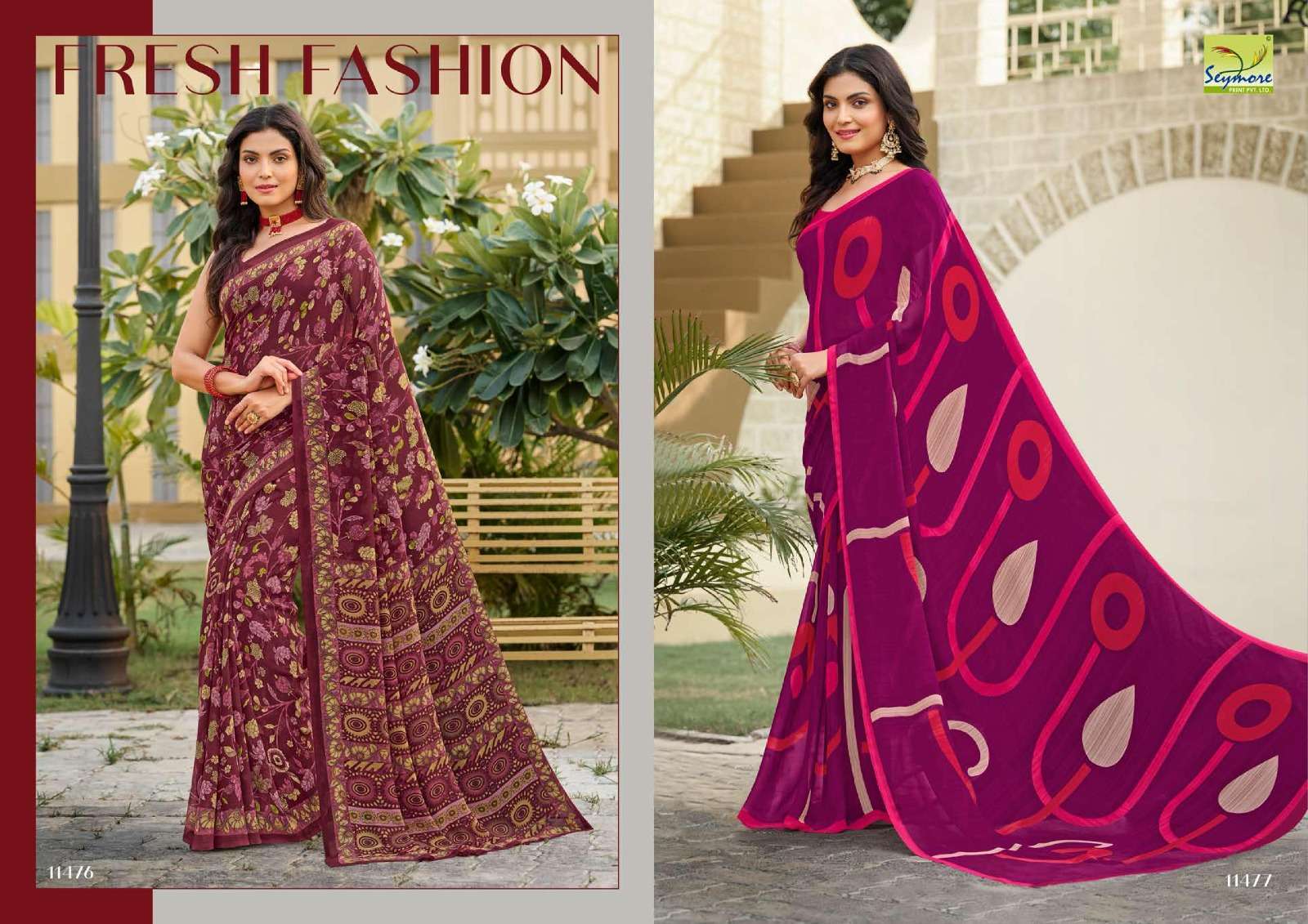 Seymore Champa Georgette Printed Sarees Wholesale catalog