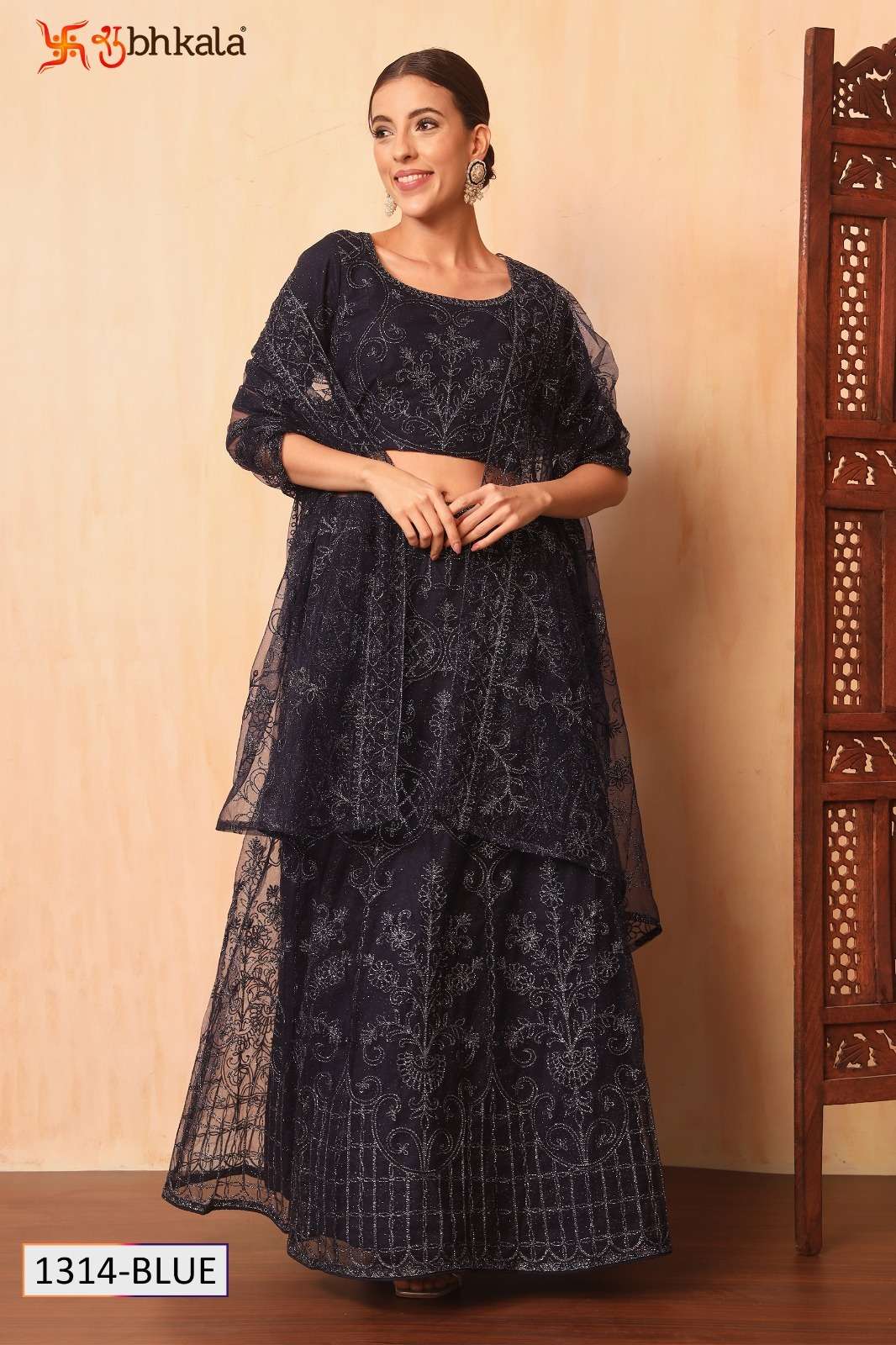 SHUBHKALA Blue Color Embroidered Semi Stitched Lehenga Choli Wholesale catalog