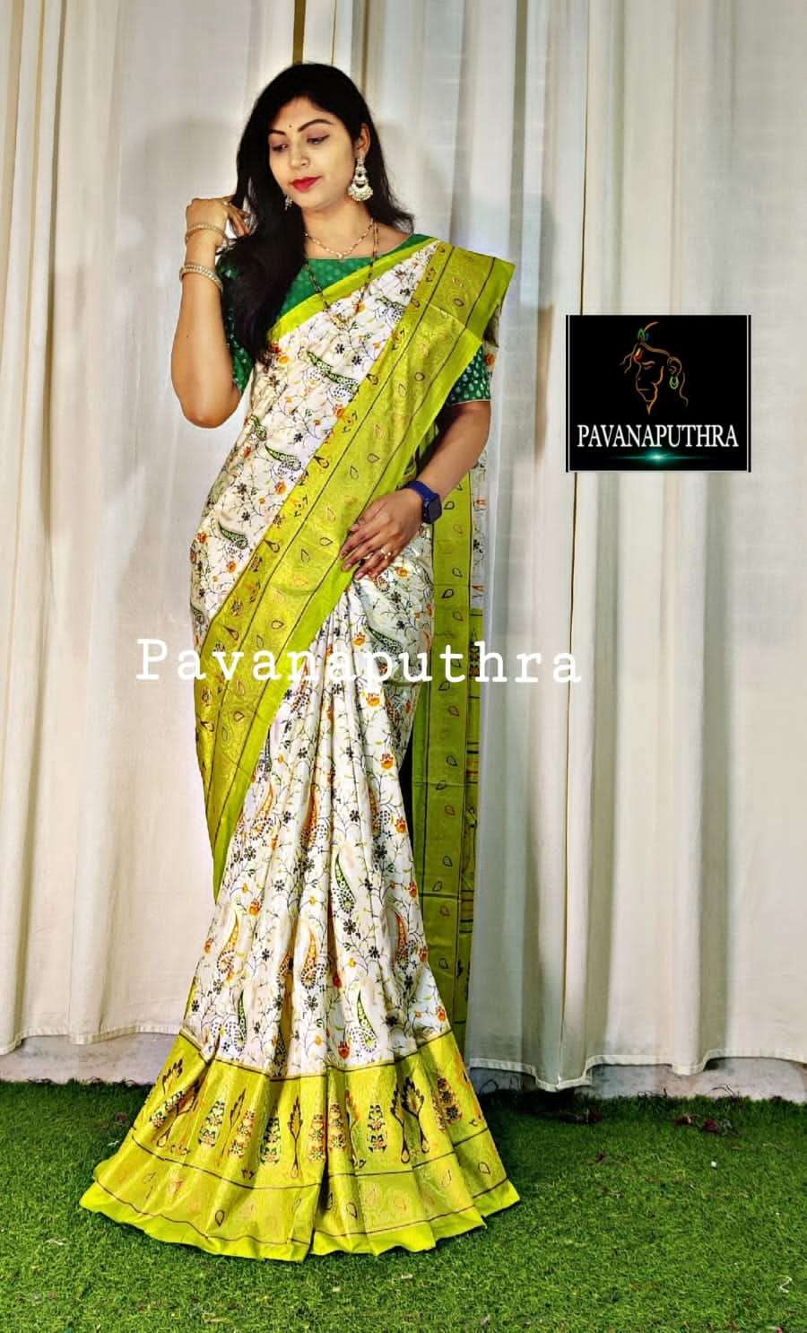Soft Pure Dola Silk Kalamkari Patola Digital Print Saree Wholesale catalog