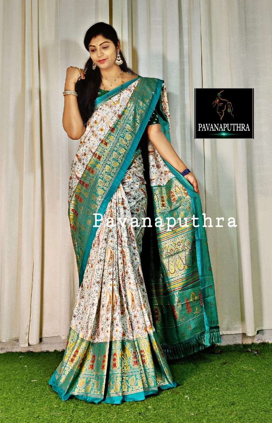 Soft Pure Dola Silk Kalamkari Patola Digital Print Saree Wholesale catalog