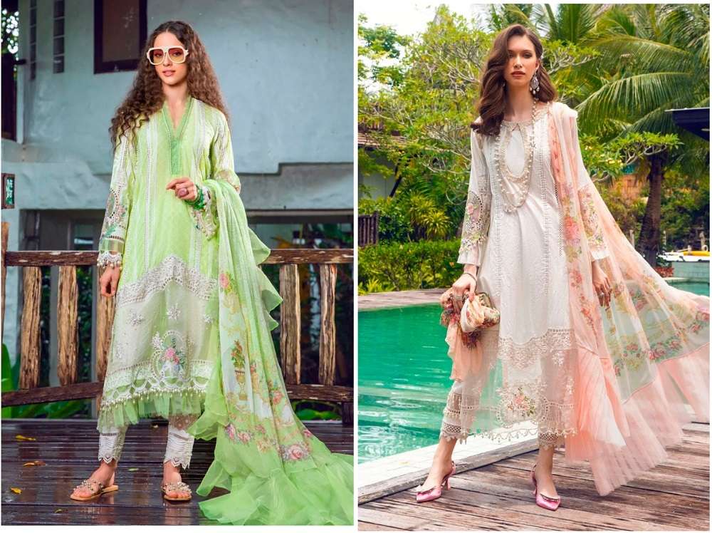 Taj 451 And 454 Cotton Dupatta Pakistani Suits Wholesale catalog