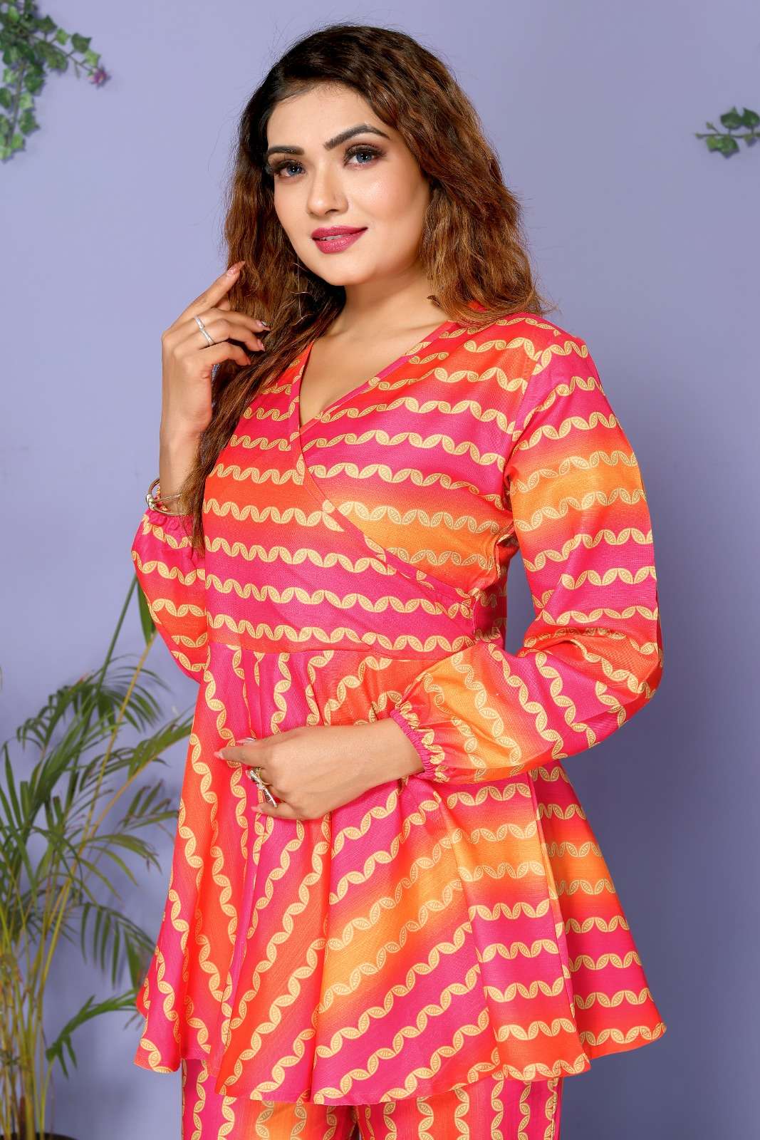 Trupti Orange Cotton Satin Floral Printed Kurti Wholesale catalog