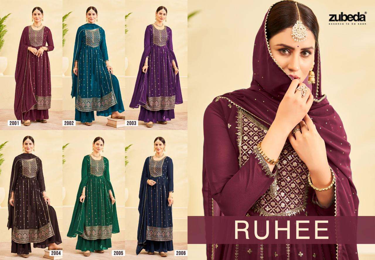 Zubeda Ruhee Real Georgette Naira Cut Kurti Wholesale catalog