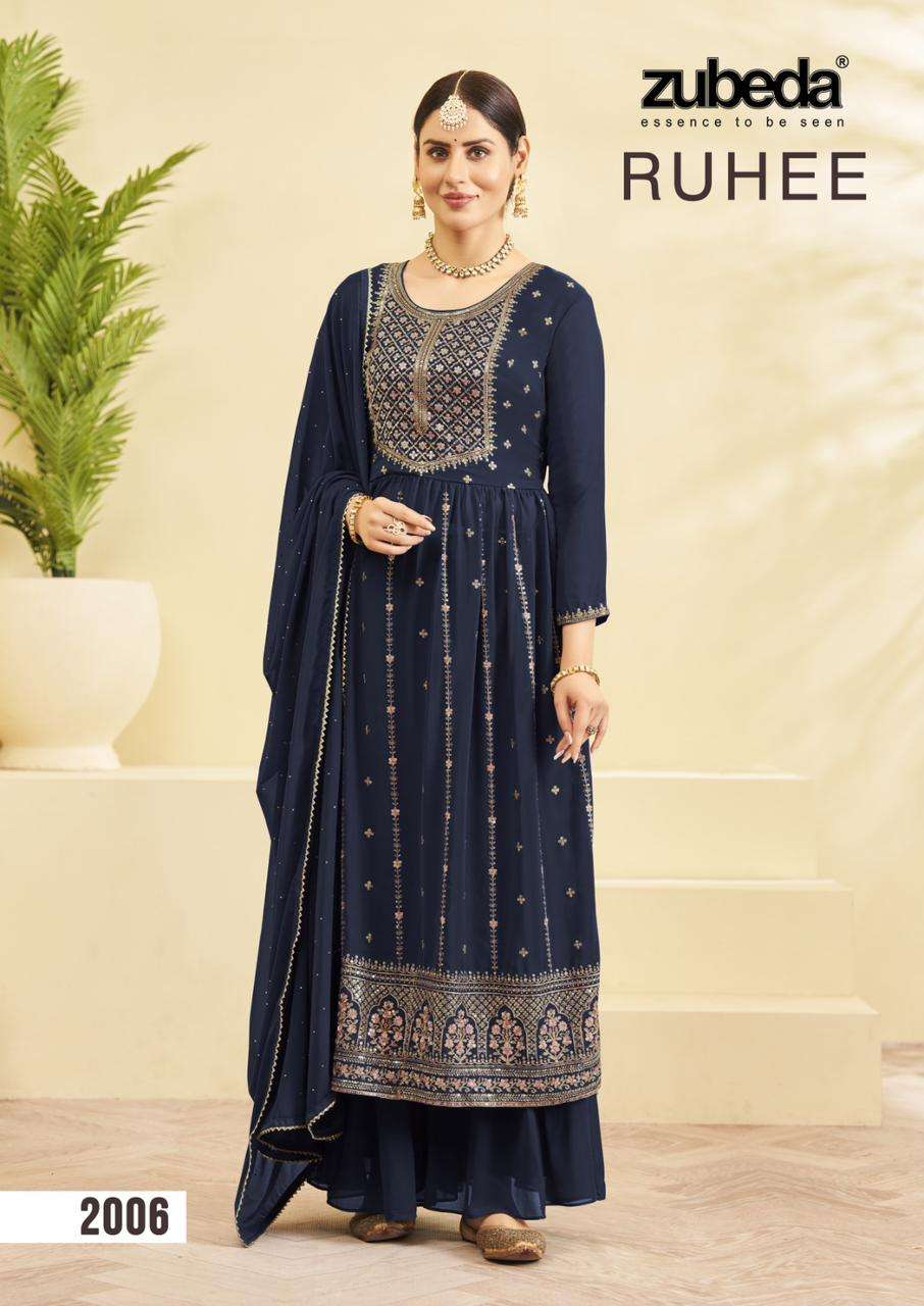 Zubeda Ruhee Real Georgette Naira Cut Kurti Wholesale catalog