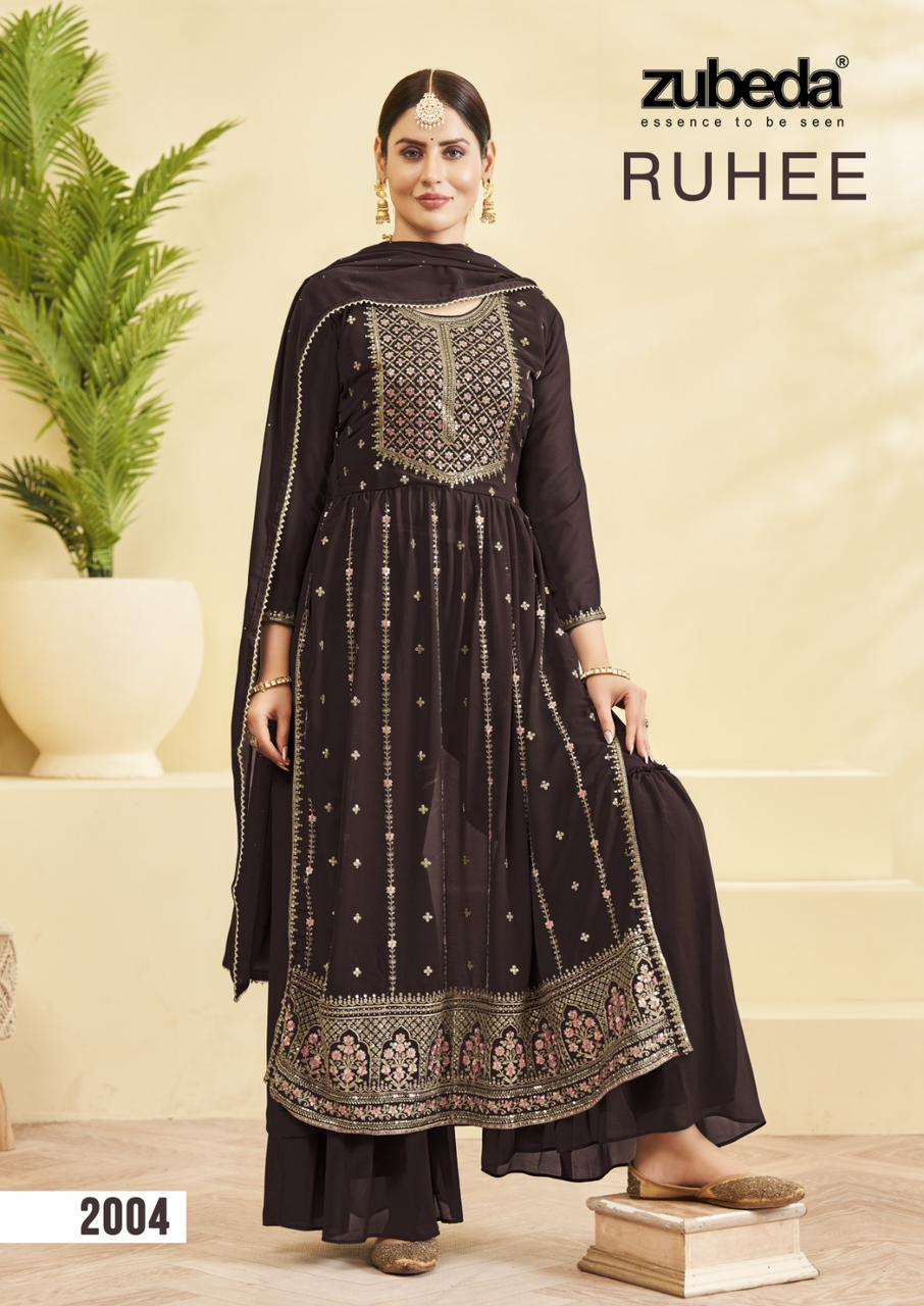 Zubeda Ruhee Real Georgette Naira Cut Kurti Wholesale catalog
