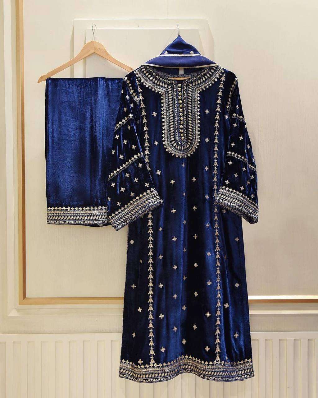 1170 Velvet With Embroidery Work Salwar Kameez Wholesale catalog