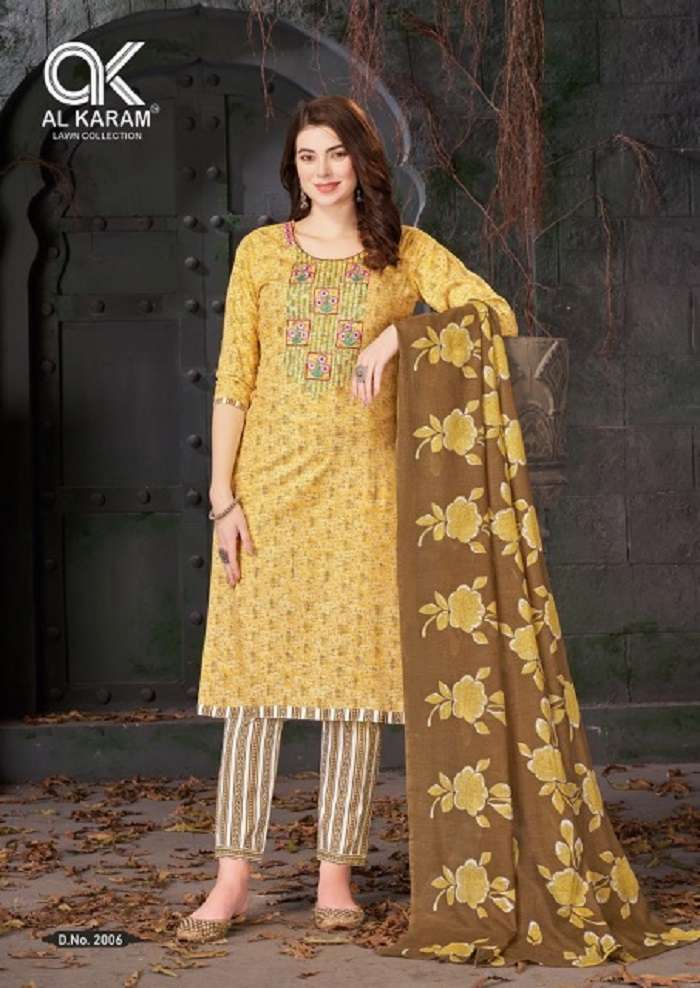 Al Karam Heritage Self Embroidery Work Vol-2 -Dress Material -Wholesale Catalog