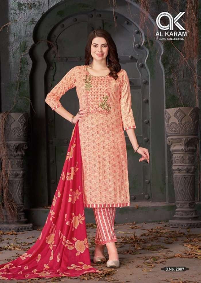 Al Karam Heritage Self Embroidery Work Vol-2 -Dress Material -Wholesale Catalog