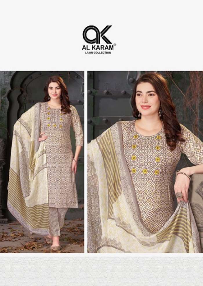 Al Karam Heritage Self Embroidery Work Vol-2 -Dress Material -Wholesale Catalog