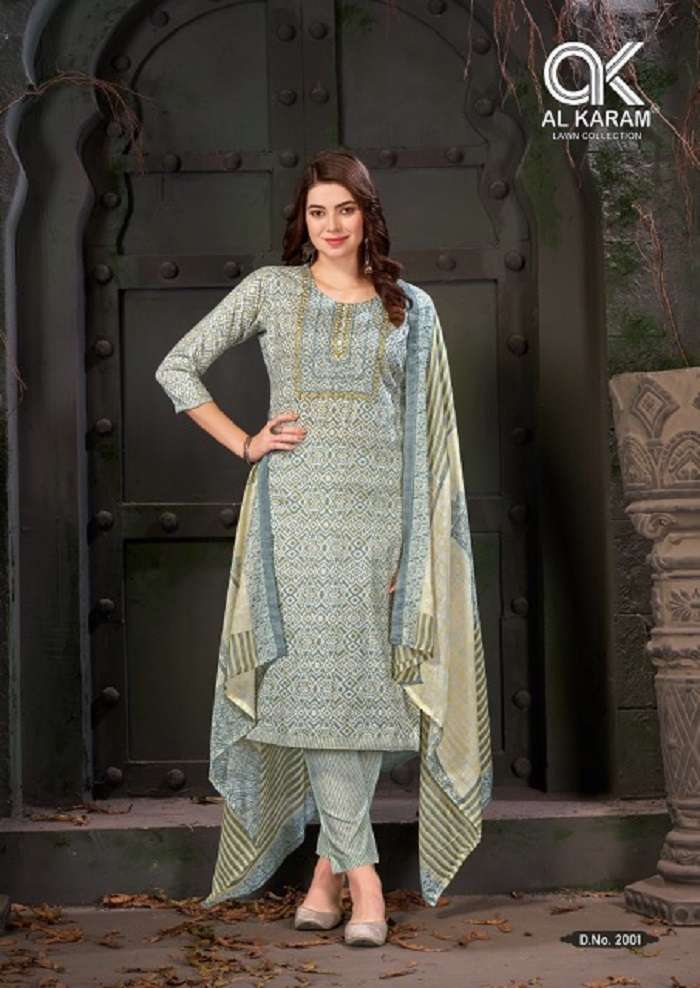Al Karam Heritage Self Embroidery Work Vol-2 -Dress Material -Wholesale Catalog