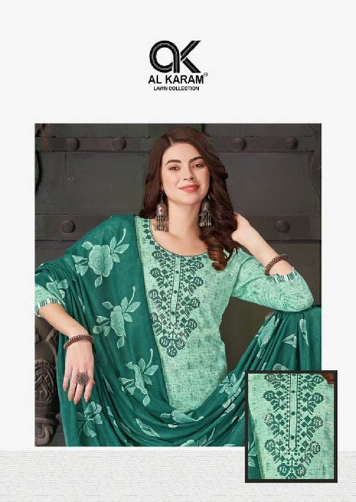 Al Karam Heritage Self Embroidery Work Vol-2 -Dress Material -Wholesale Catalog