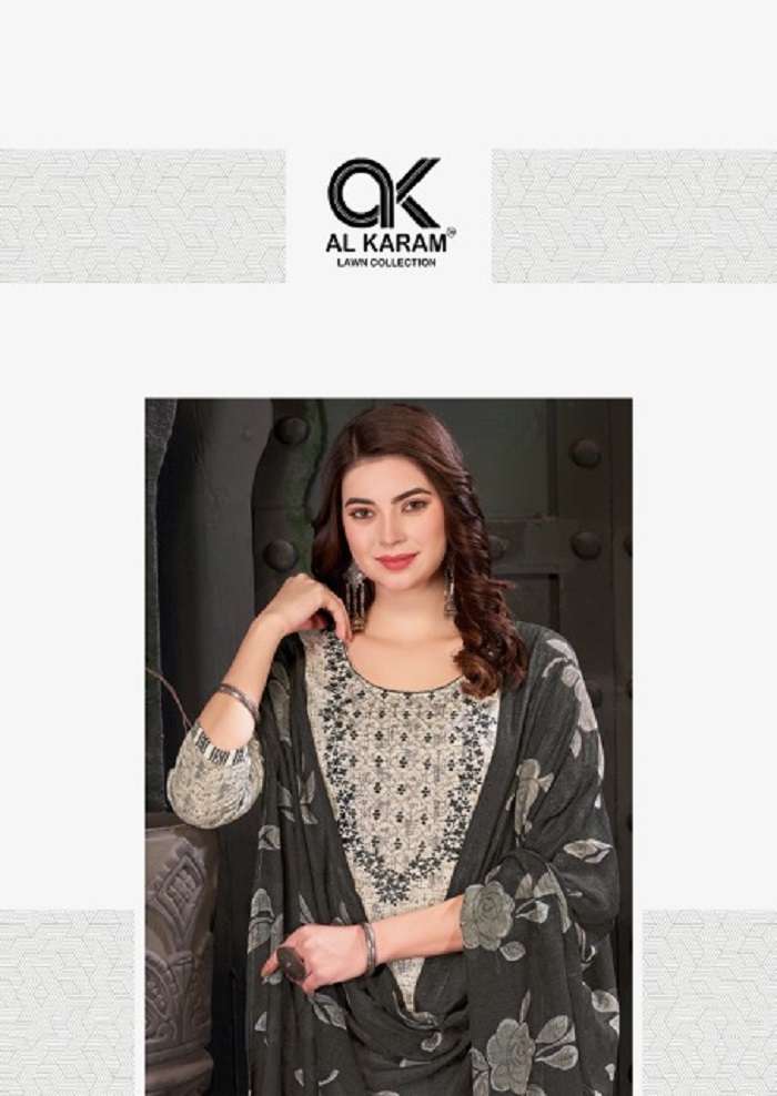 Al Karam Heritage Self Embroidery Work Vol-2 -Dress Material -Wholesale Catalog