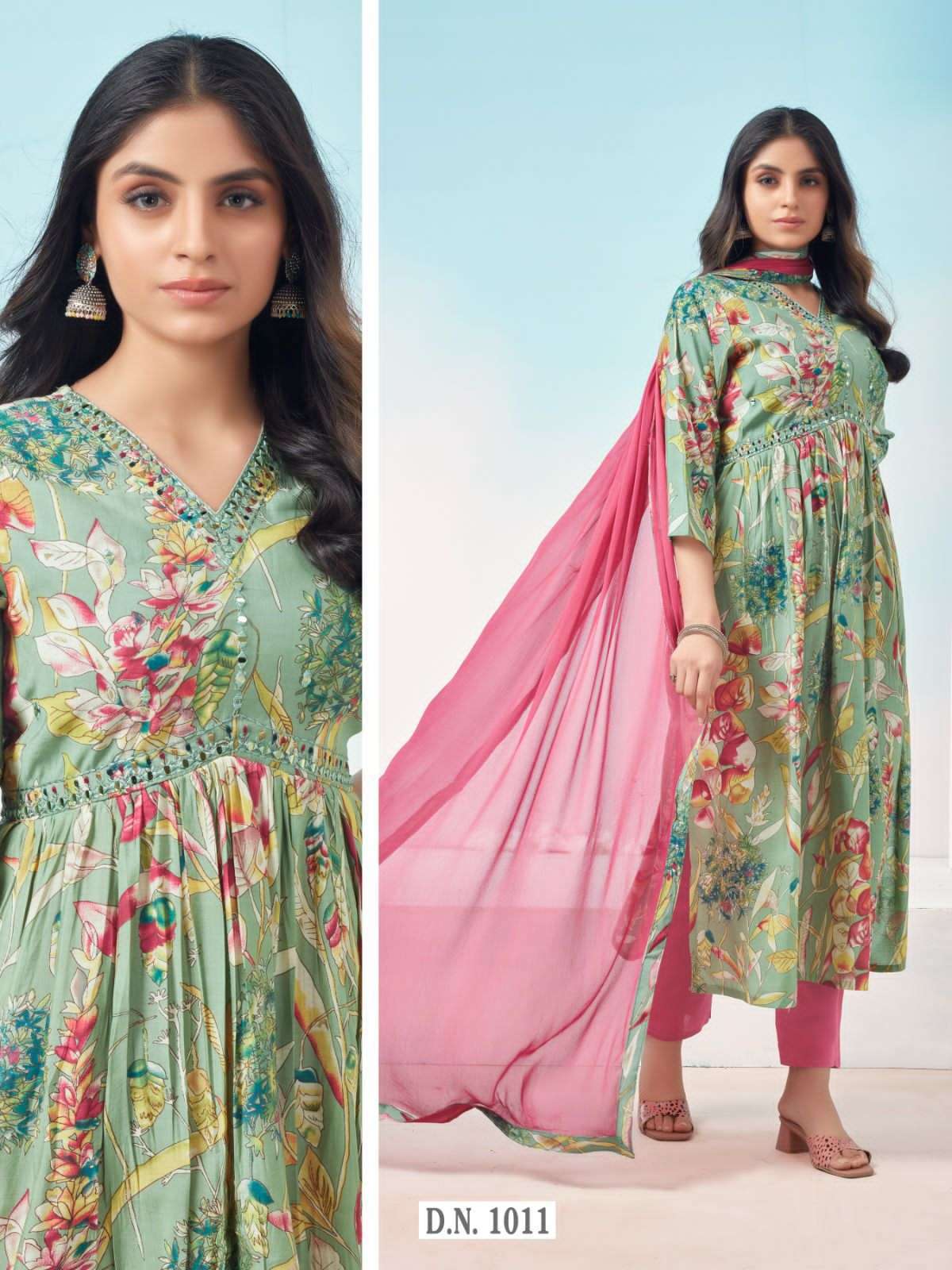 Alia cut Viscose Modal Print With Handwork Kurti Wholesale catalog