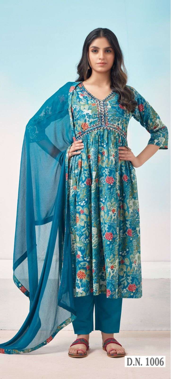 Alia cut Viscose Modal Print With Handwork Kurti Wholesale catalog