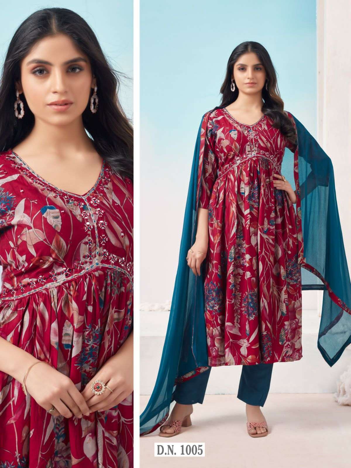 Alia cut Viscose Modal Print With Handwork Kurti Wholesale catalog