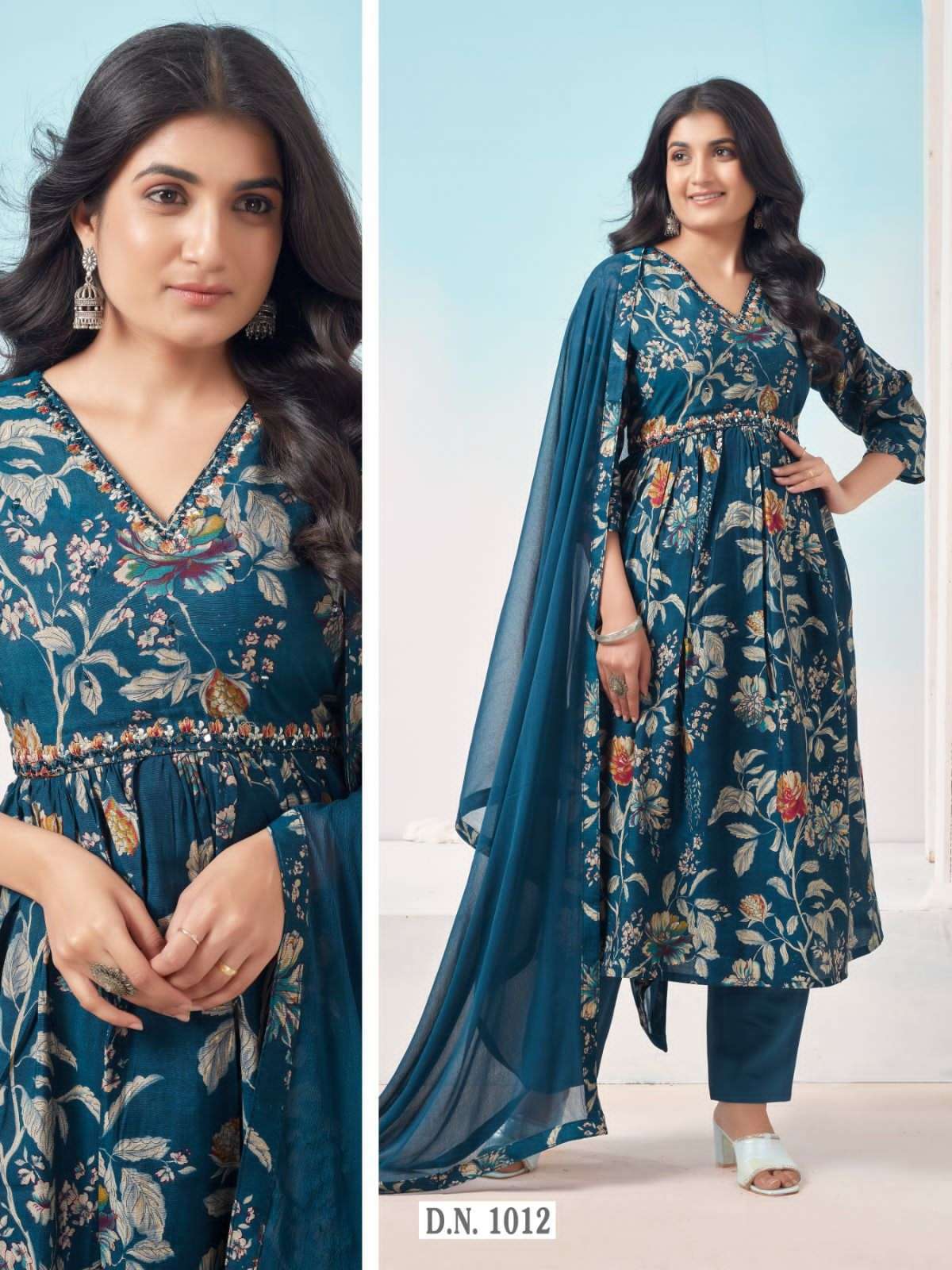 Alia cut Viscose Modal Print With Handwork Kurti Wholesale catalog