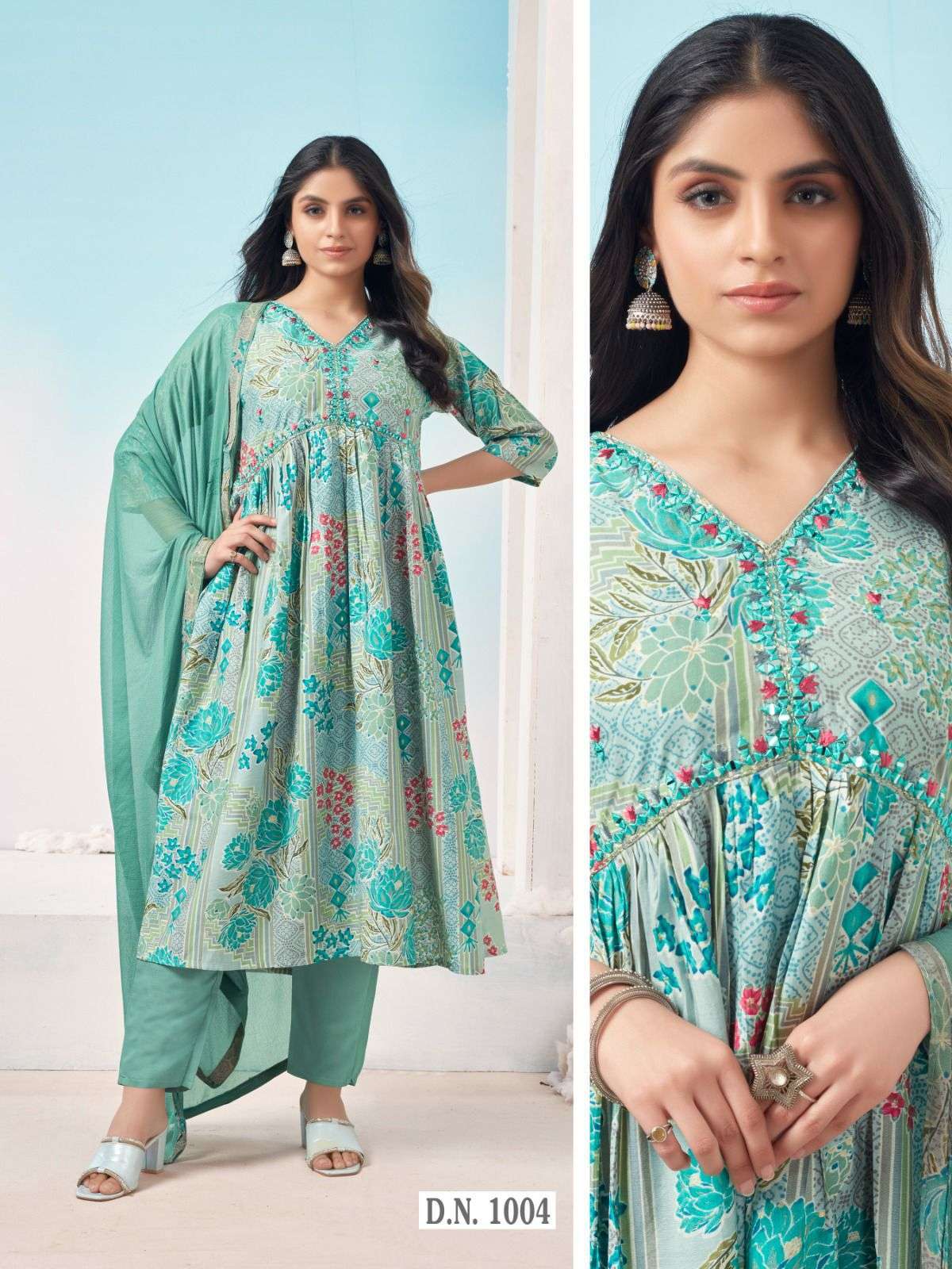 Alia cut Viscose Modal Print With Handwork Kurti Wholesale catalog