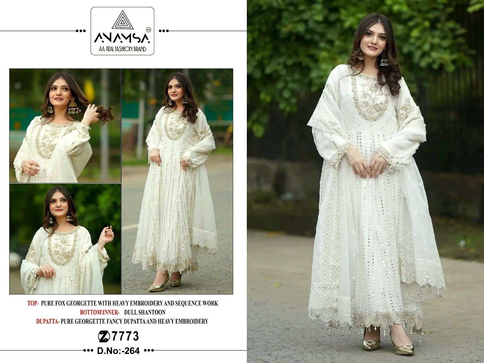 Anamsa 264 White Georgette Salwar Kameez Wholesale catalog