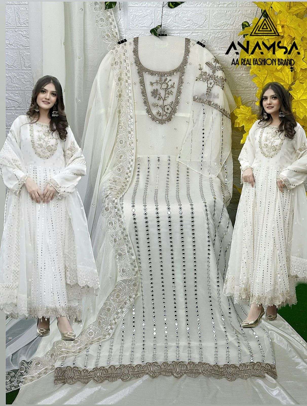 Anamsa 264 White Georgette Salwar Kameez Wholesale catalog