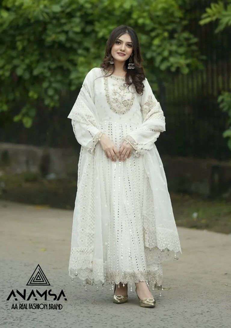 Anamsa 264 White Georgette Salwar Kameez Wholesale catalog