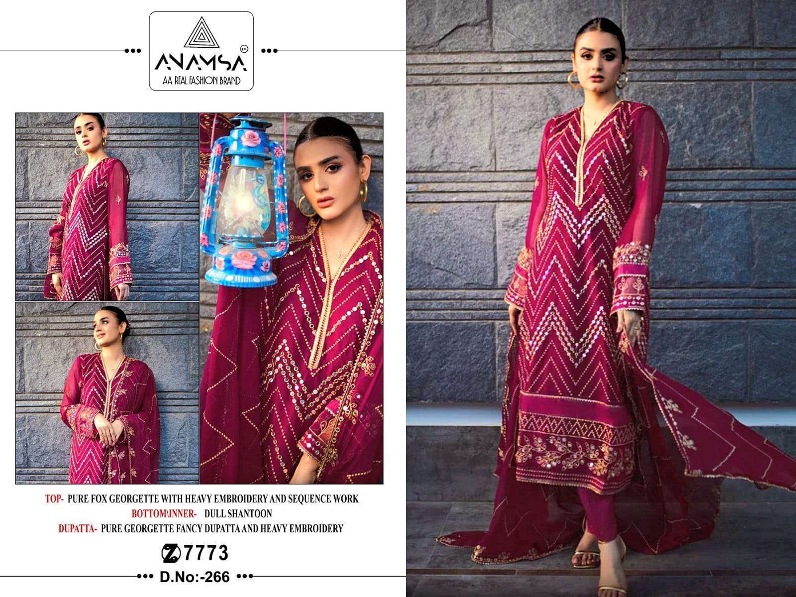 Anamsa 266 Pakistani Suits Wholesale catalog