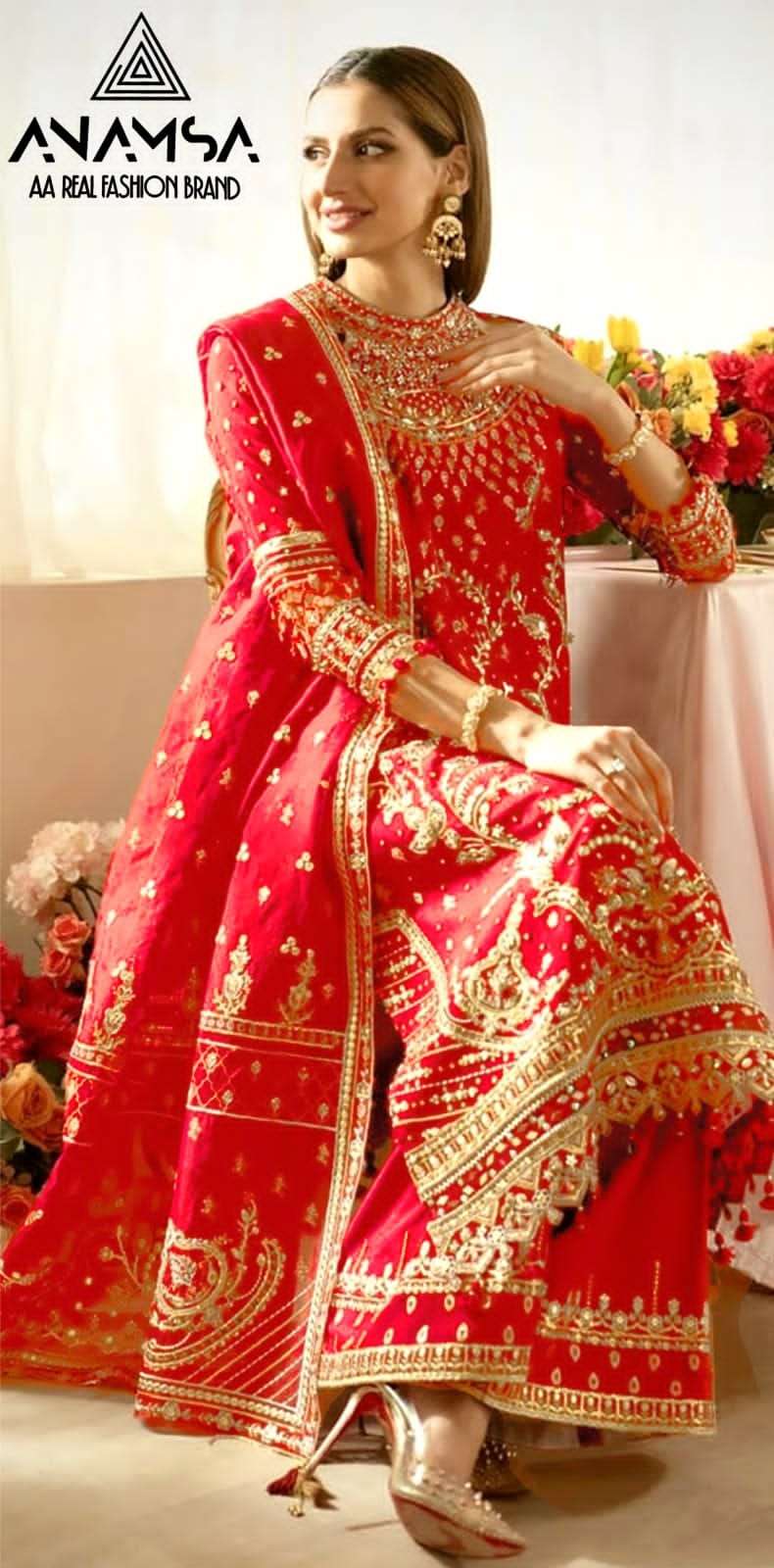 Anamsa 284 Faux Georgette Embroidered Pakistani Suits Wholesale catalog