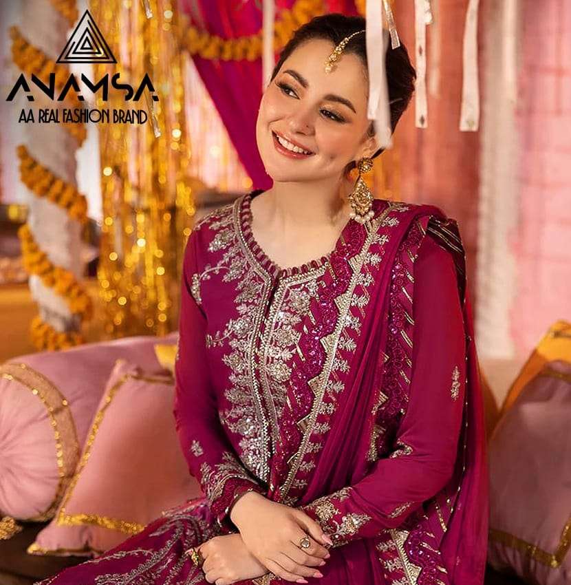 Anamsa 287 Faux Georgette Embroidered Pakistani Suits Wholesale catalog