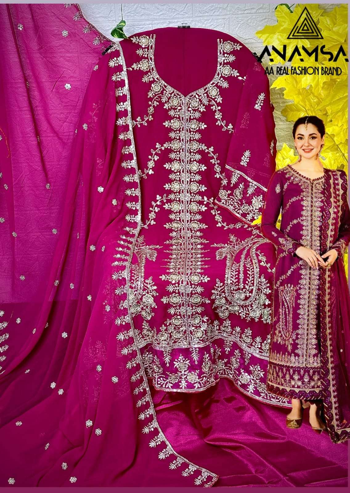 Anamsa 287 Faux Georgette Embroidered Pakistani Suits Wholesale catalog